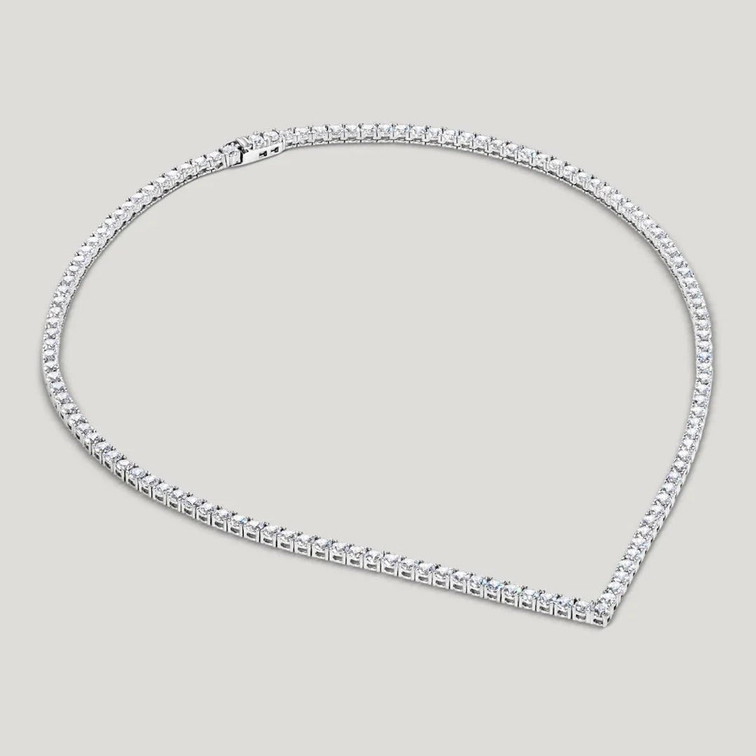 Vee - line Tennis Necklace 3mm Silver 42cm - ARTSY SILVER