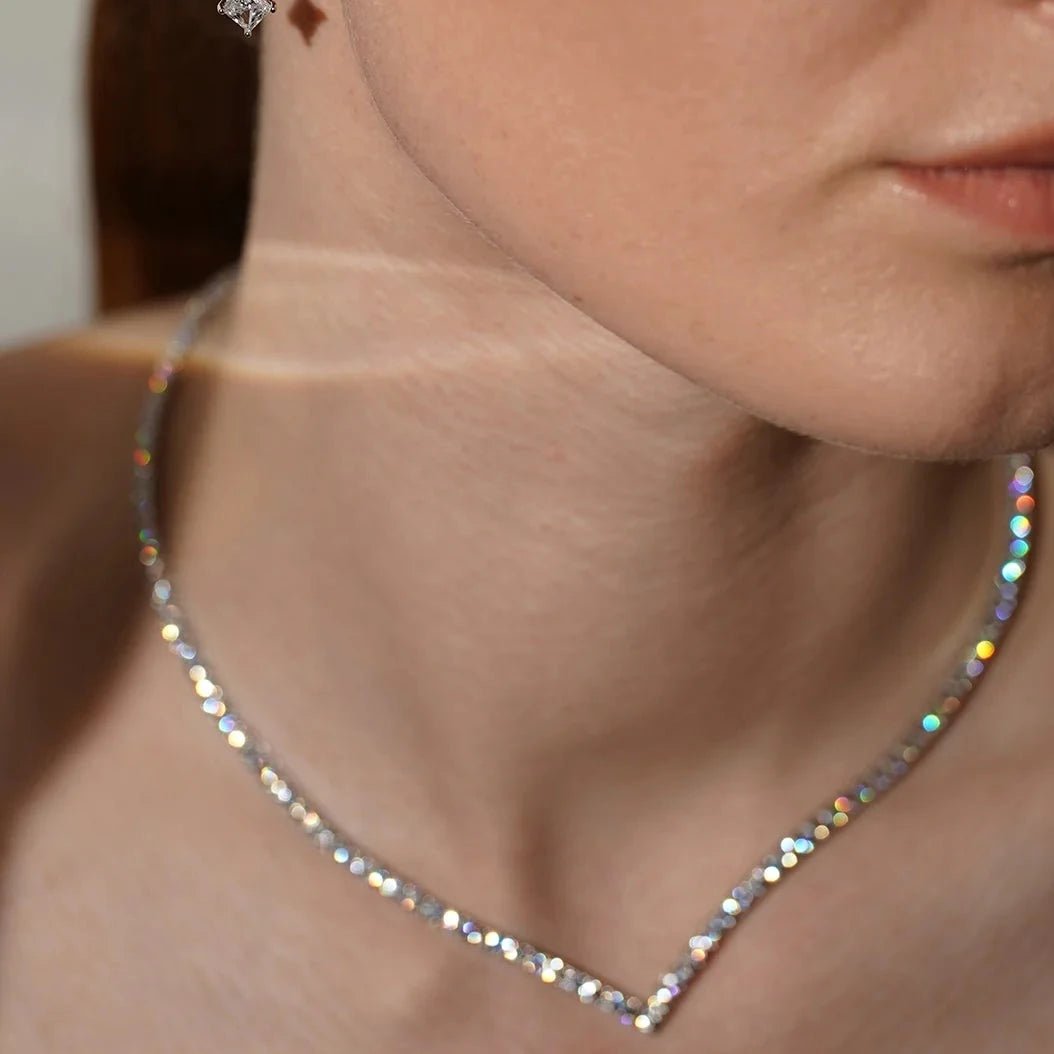 Vee - line Tennis Necklace 3mm Silver 42cm - ARTSY SILVER