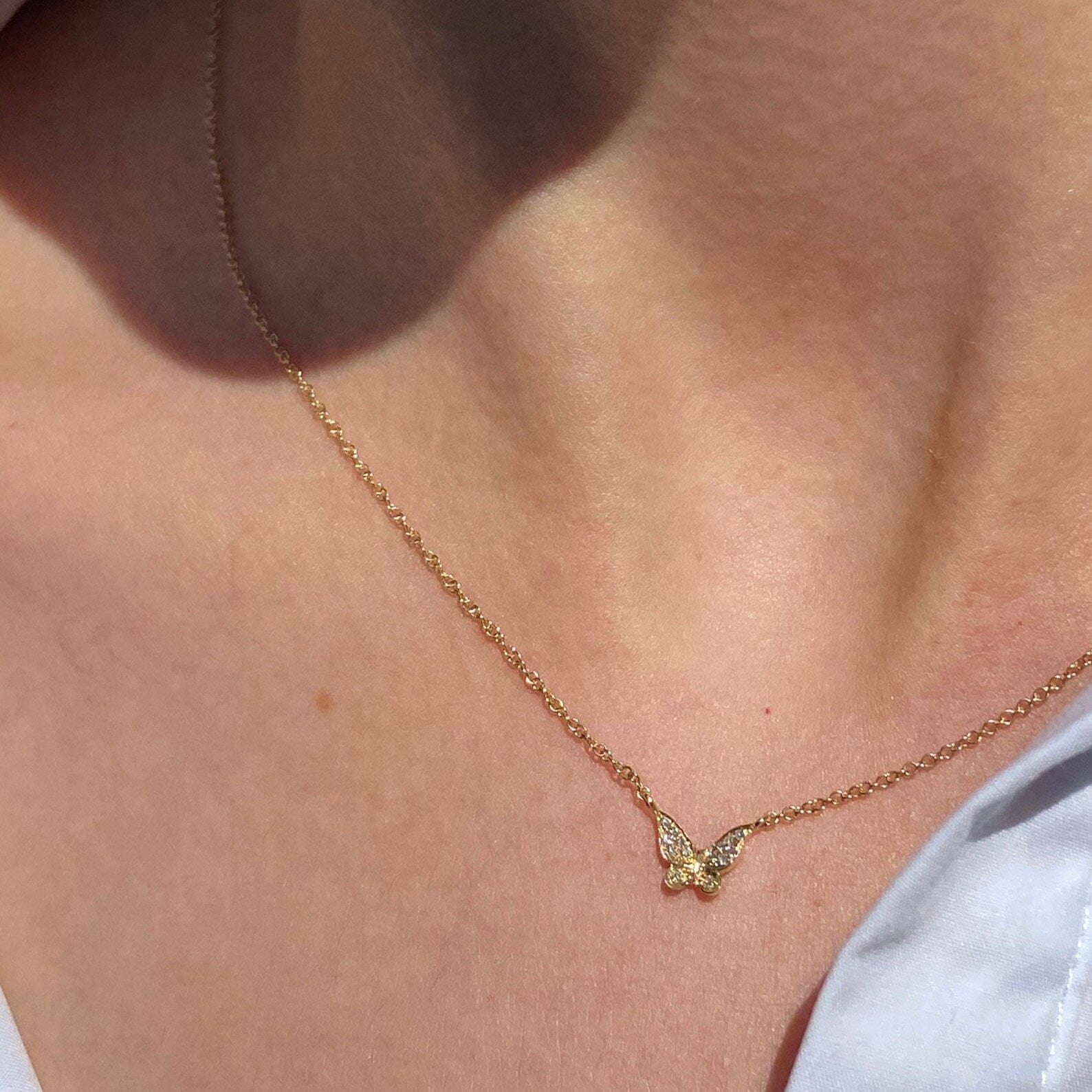 Tiny Fairy Butterfly Zircon Necklace - ARTSY SILVER