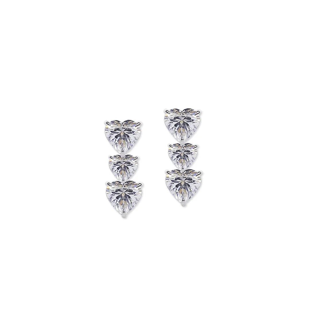 Tri Hearts Drop Earrings - ARTSY SILVER