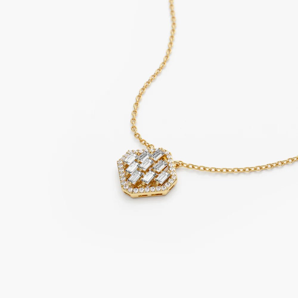 Unique Baguette Stones Necklace - ARTSY SILVER