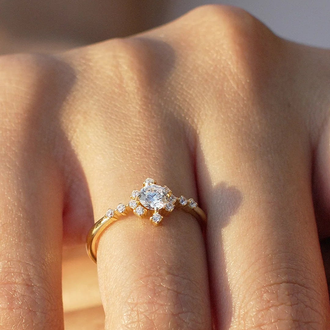 Amour Zircon Stone Gold Plated Ring - ARTSY SILVER