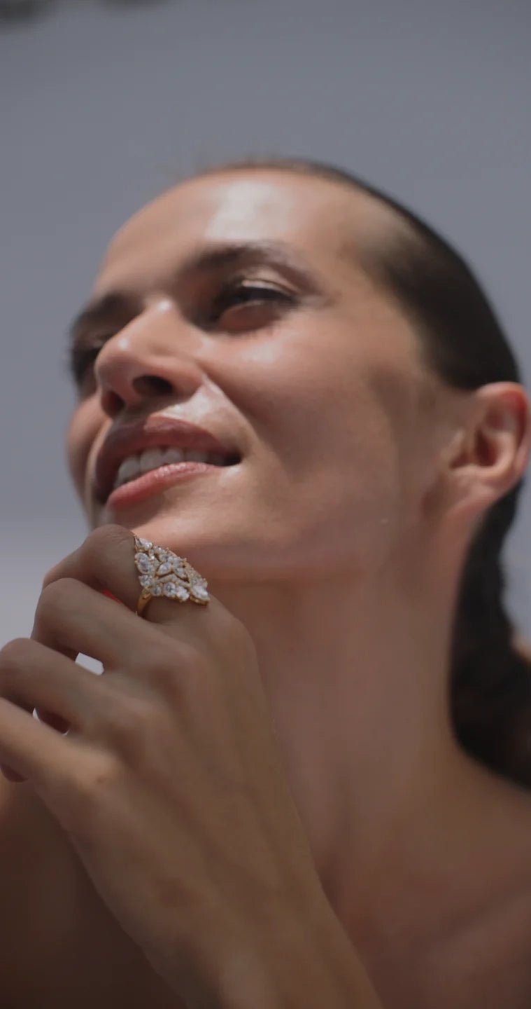 Frosty Glow Zircon Gold Plating Ring - ARTSY SILVER