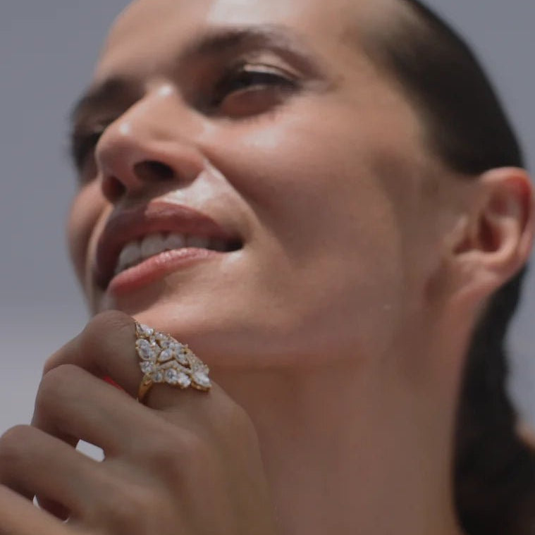 Frosty Glow Zircon Gold Plating Ring - ARTSY SILVER