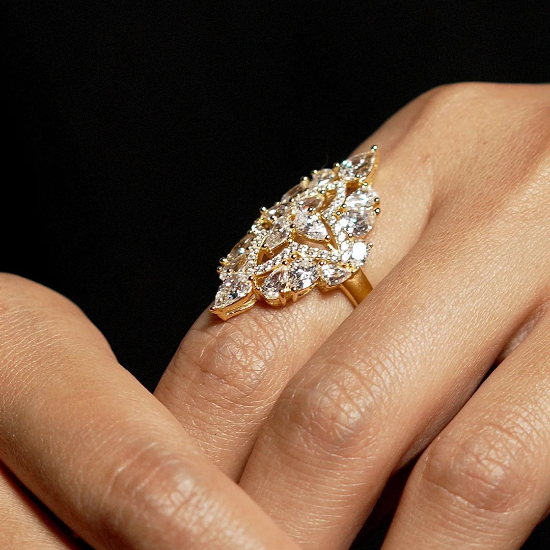 Frosty Glow Zircon Gold Plating Ring - ARTSY SILVER