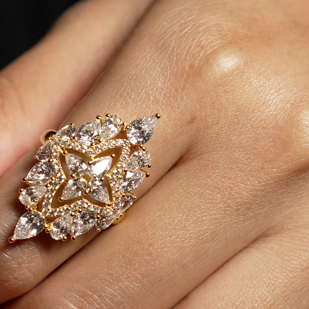 Frosty Glow Zircon Gold Plating Ring - ARTSY SILVER