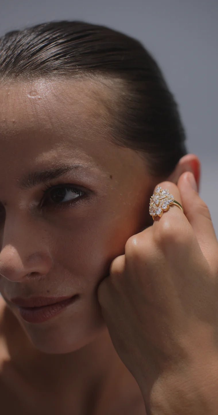 Frosty Glow Zircon Gold Plating Ring - ARTSY SILVER