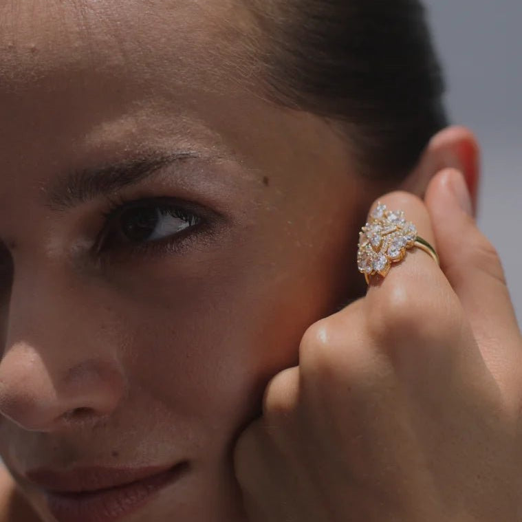 Frosty Glow Zircon Gold Plating Ring - ARTSY SILVER