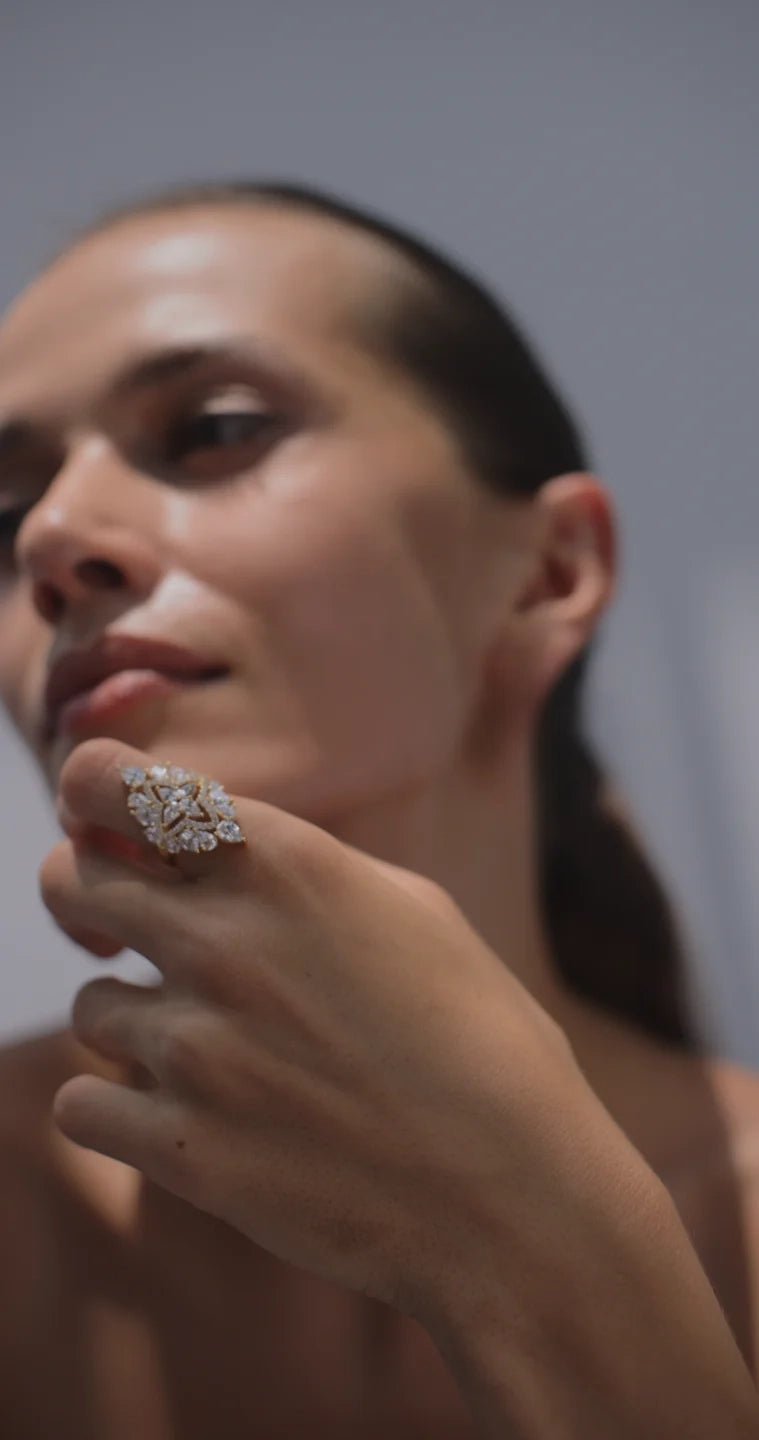 Frosty Glow Zircon Gold Plating Ring - ARTSY SILVER