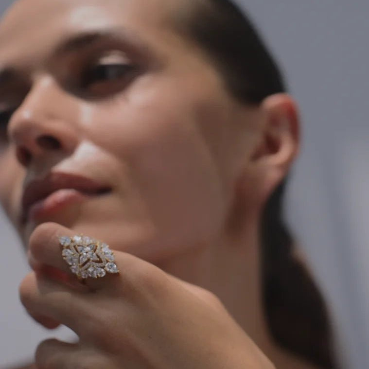 Frosty Glow Zircon Gold Plating Ring - ARTSY SILVER