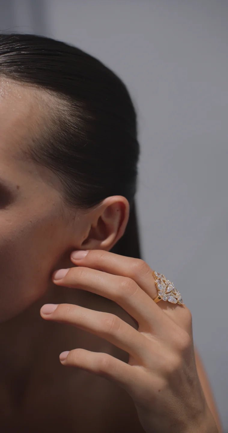 Frosty Glow Zircon Gold Plating Ring - ARTSY SILVER