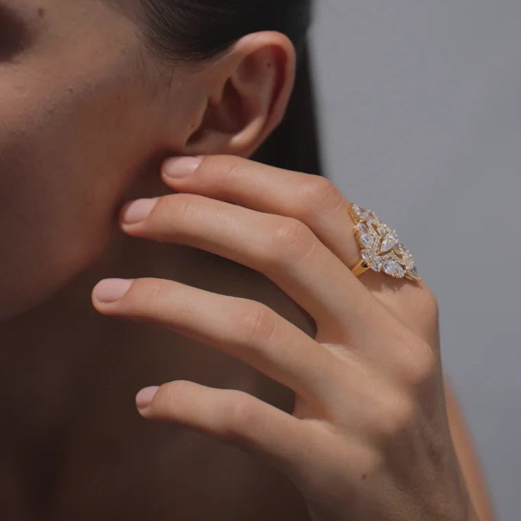 Frosty Glow Zircon Gold Plating Ring - ARTSY SILVER