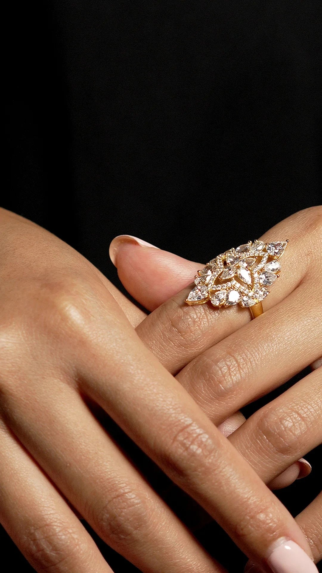 Frosty Glow Zircon Gold Plating Ring - ARTSY SILVER