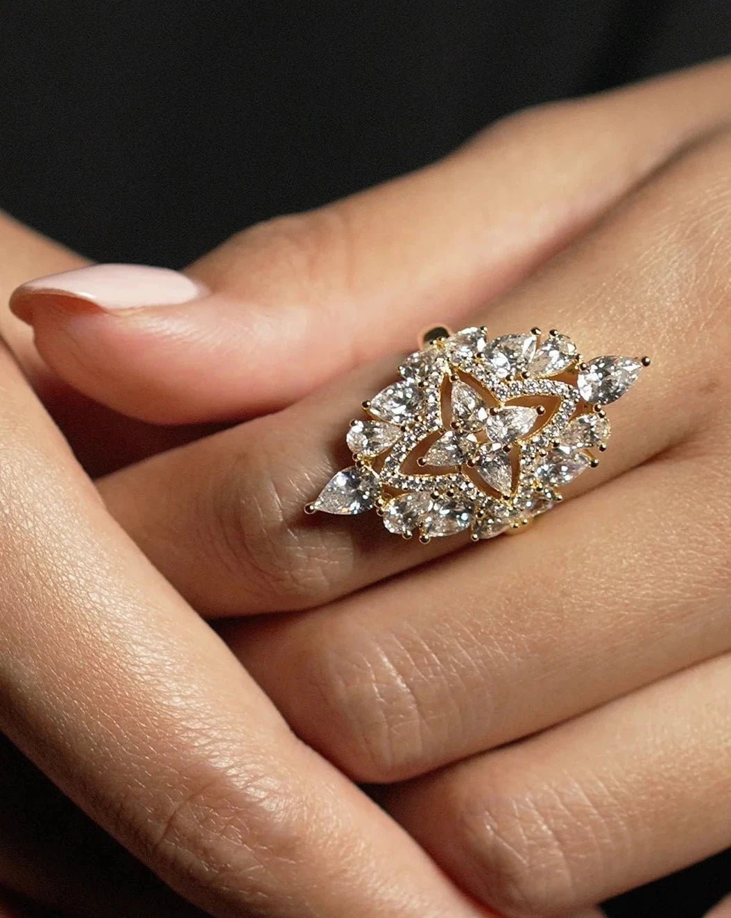 Frosty Glow Zircon Gold Plating Ring - ARTSY SILVER