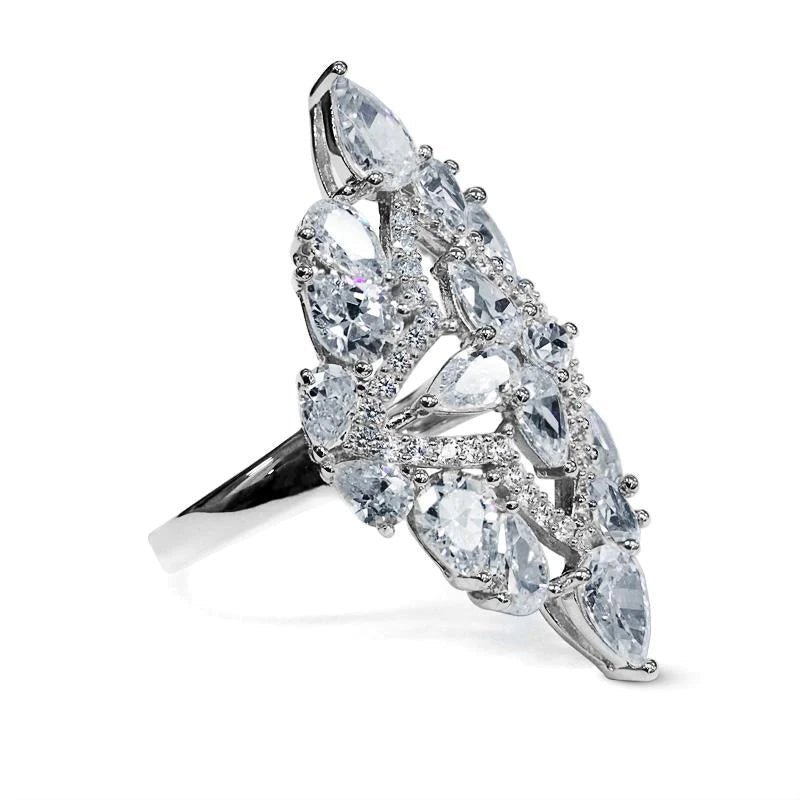 Frosty Glow Zircon Silver Ring - ARTSY SILVER