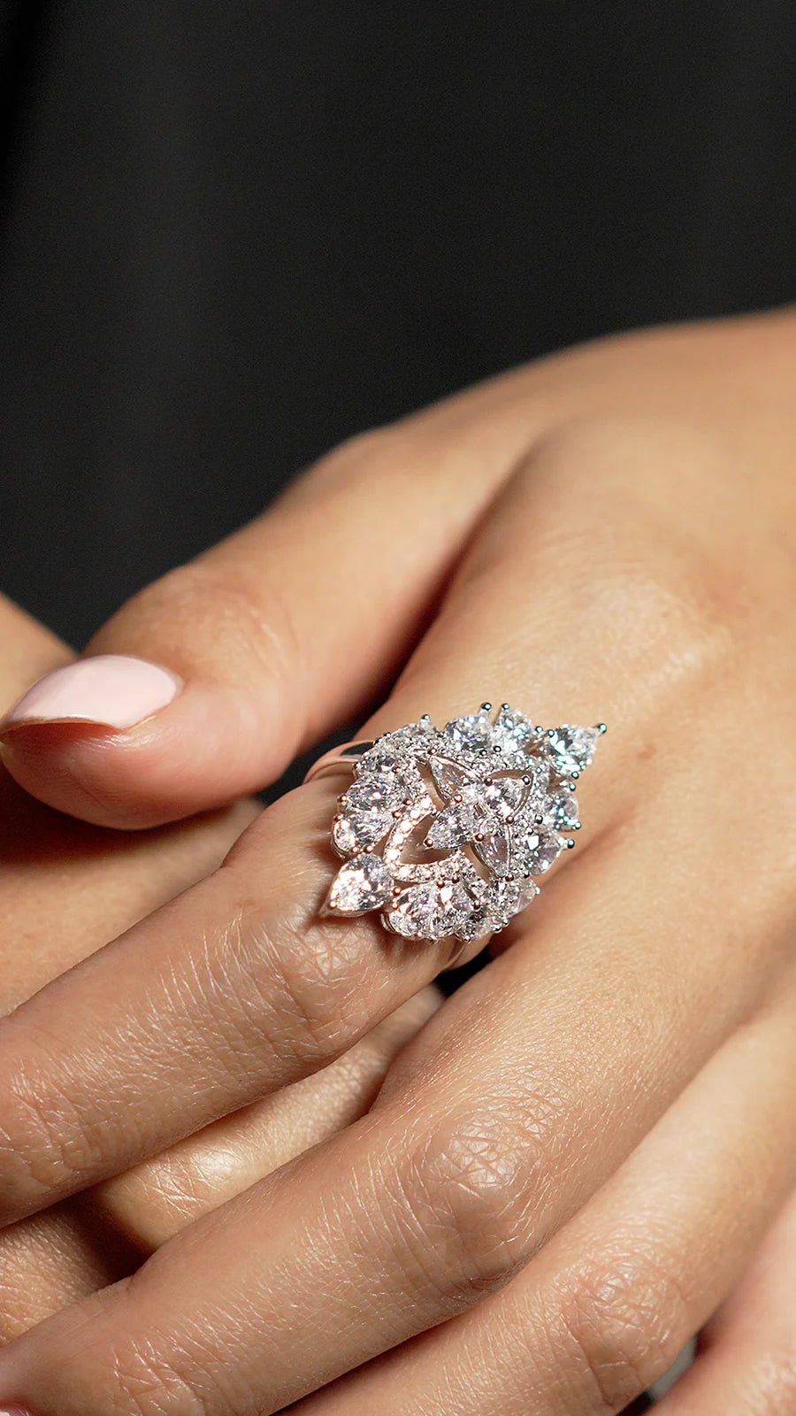 Frosty Glow Zircon Silver Ring - ARTSY SILVER