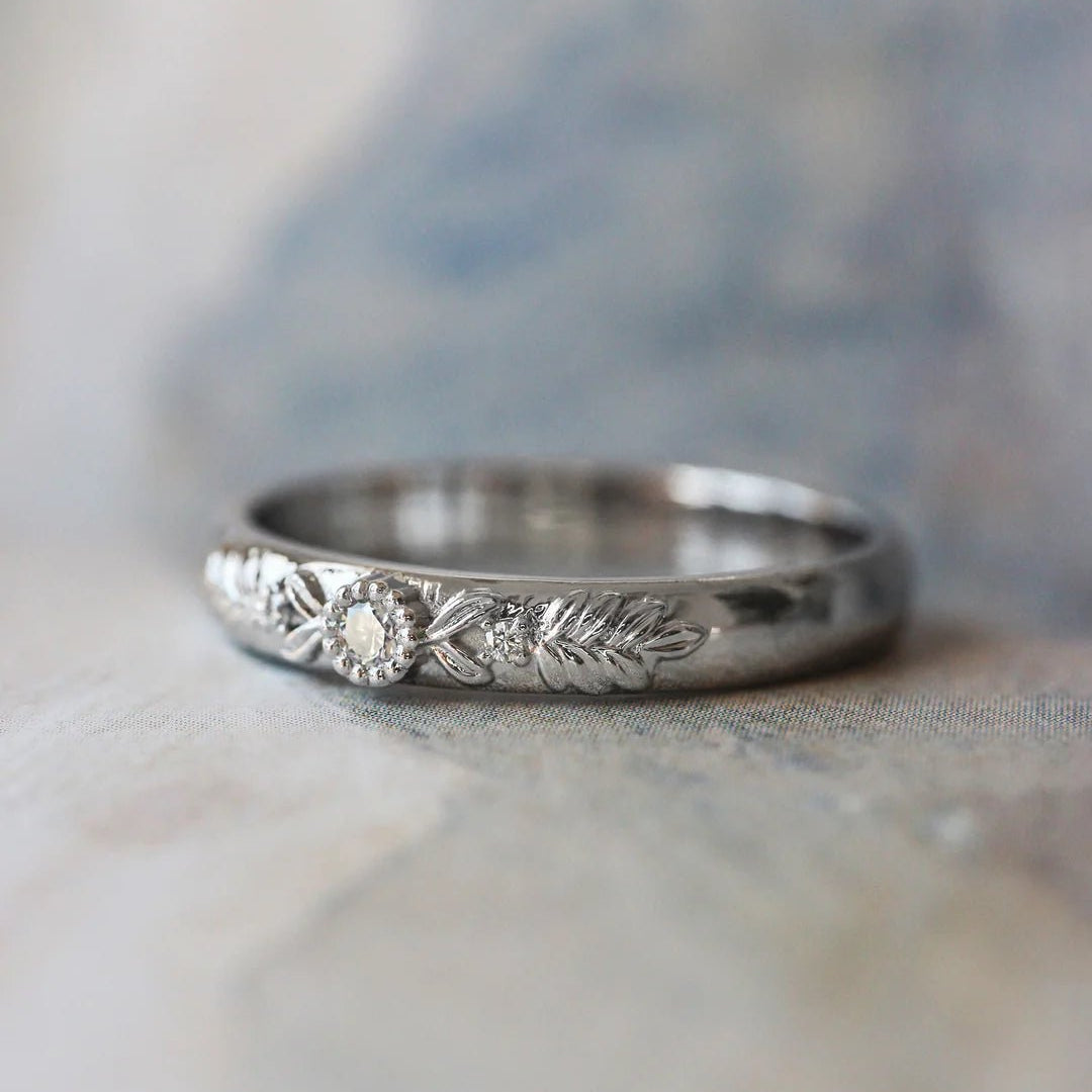 Soulmates Oath Zircon Silver Band - ARTSY SILVER
