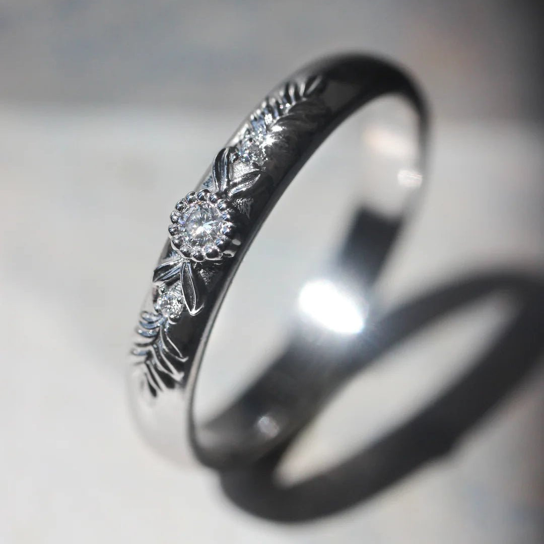 Soulmates Oath Zircon Silver Band - ARTSY SILVER