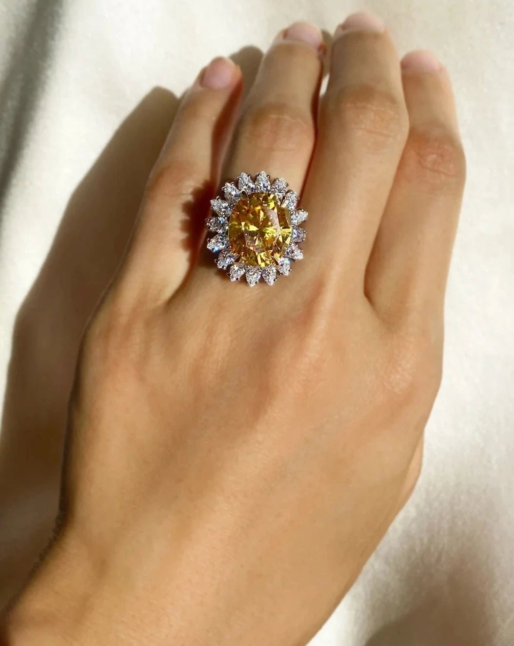 Marie Antoinette Yellow Zircon Ring - ARTSY SILVER