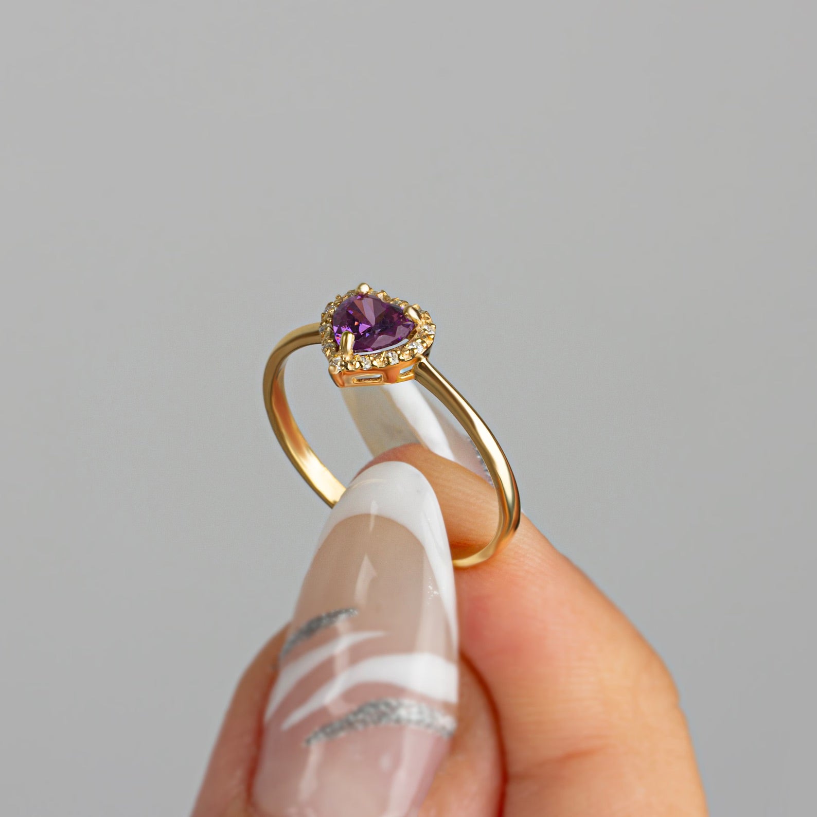 You Amethyst Heart Ring - ARTSY SILVER