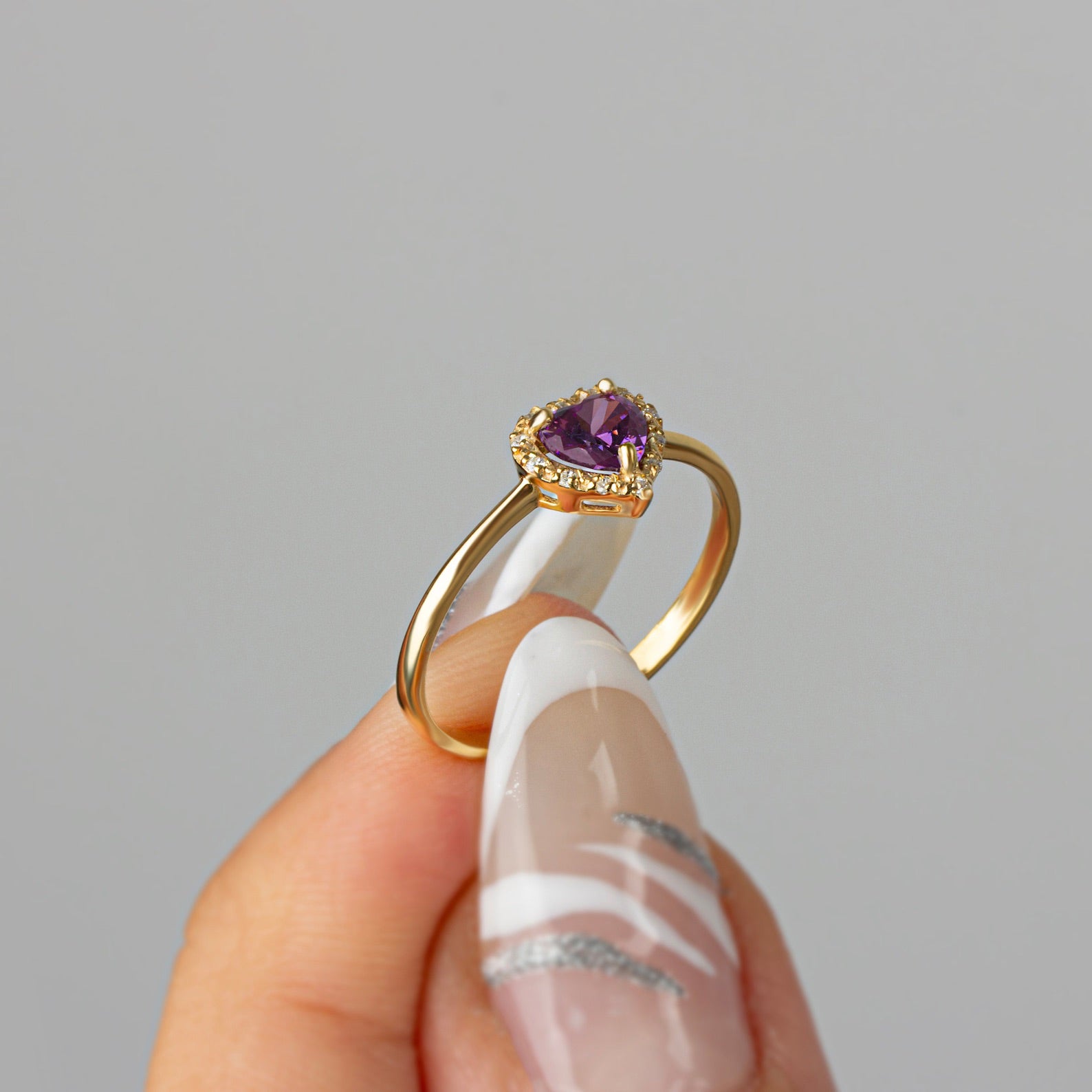 You Amethyst Heart Ring - ARTSY SILVER
