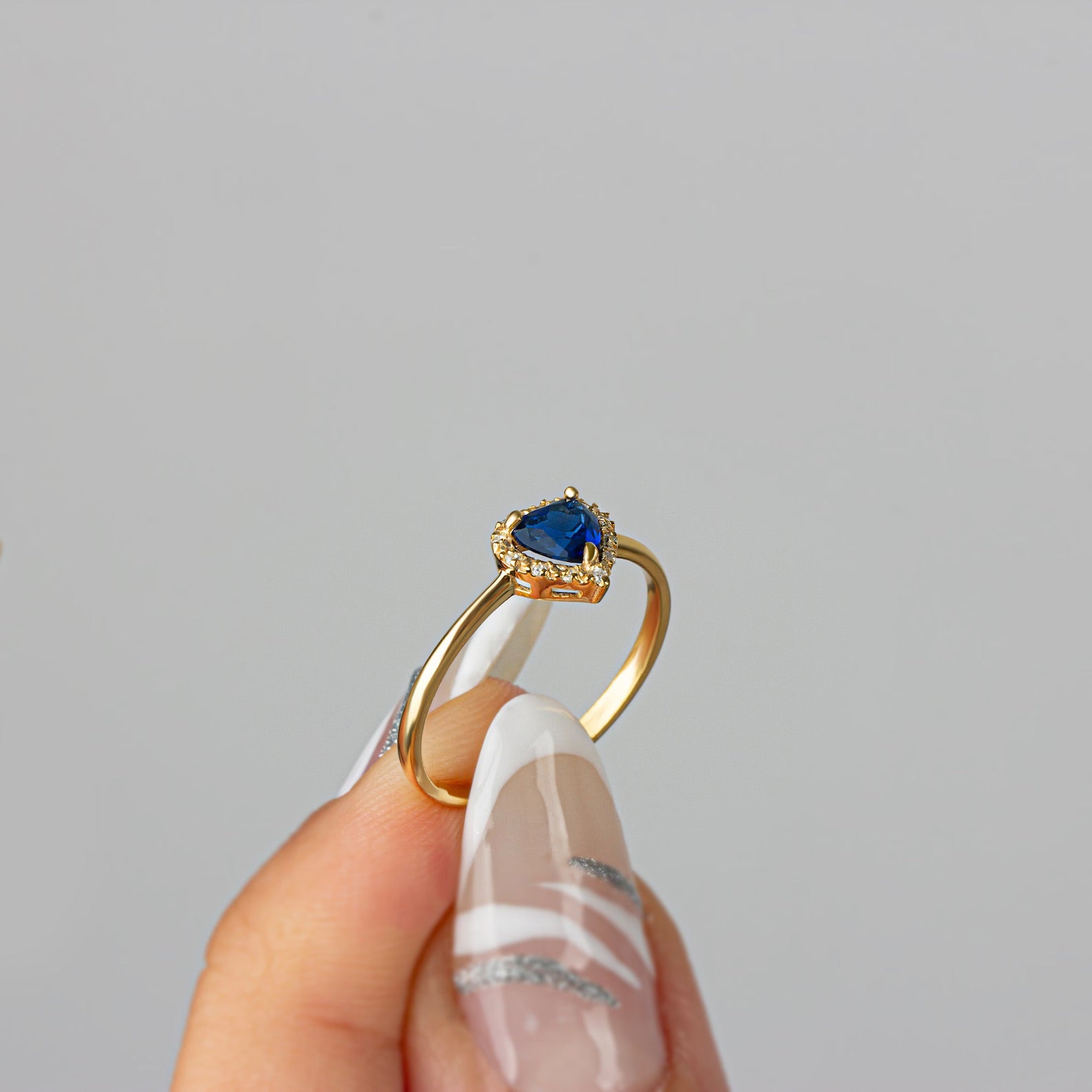 You Blue Sapphire Heart Ring - ARTSY SILVER