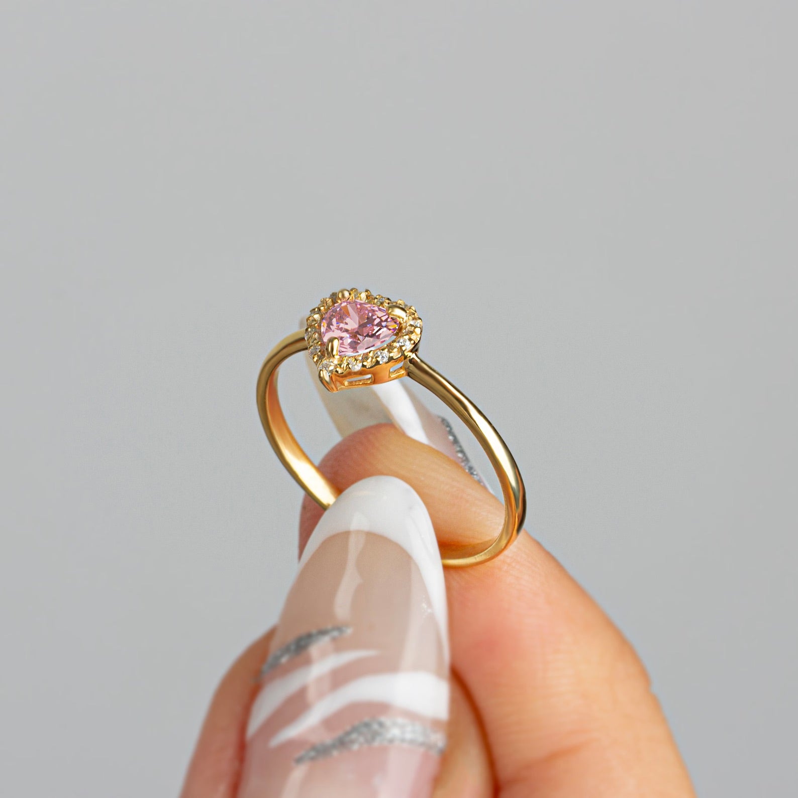 You Pink Zircon Heart Ring - ARTSY SILVER