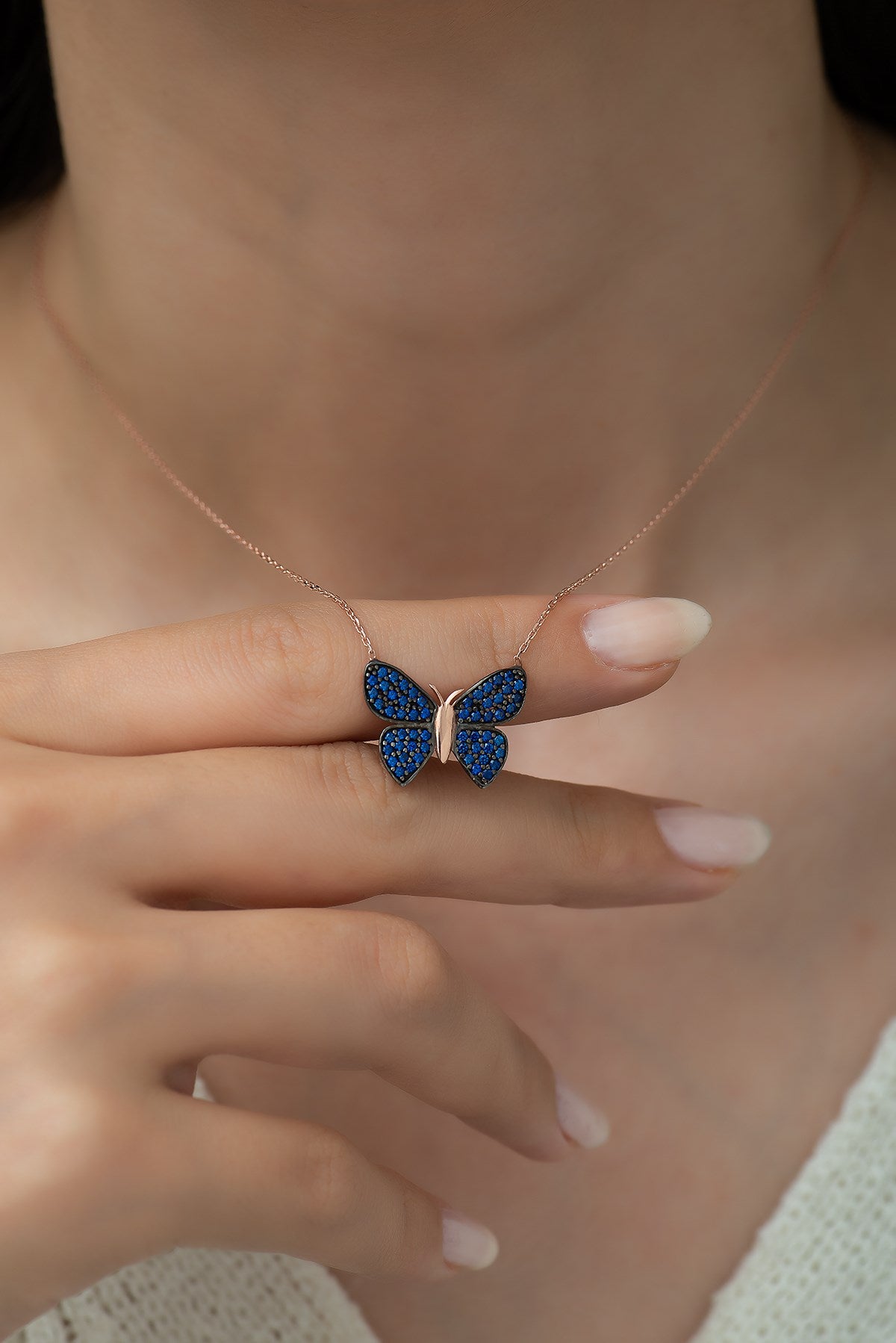 Blue Butterfly Necklace & Earrings Set - ARTSY SILVER