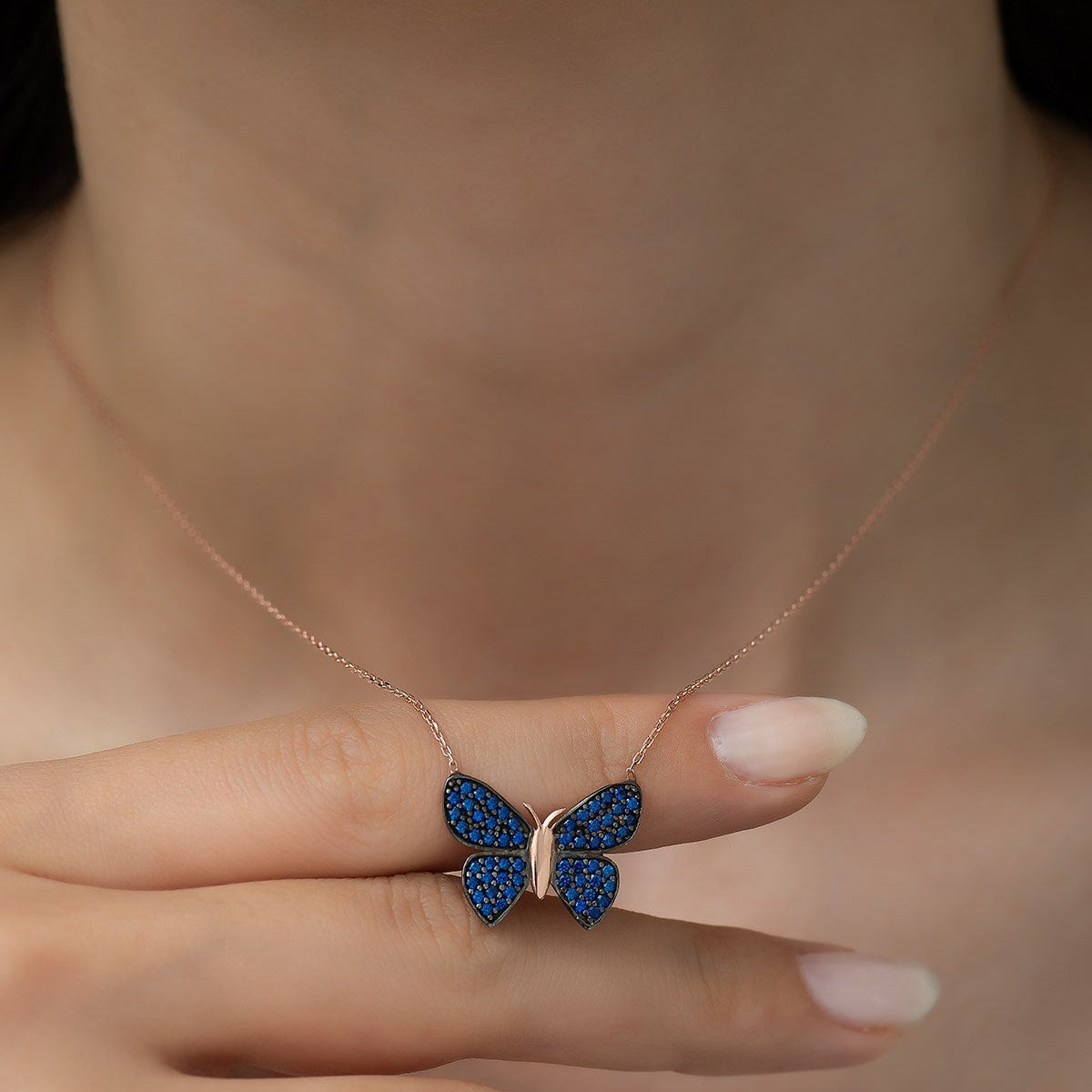 Blue Butterfly Necklace & Earrings Set - ARTSY SILVER