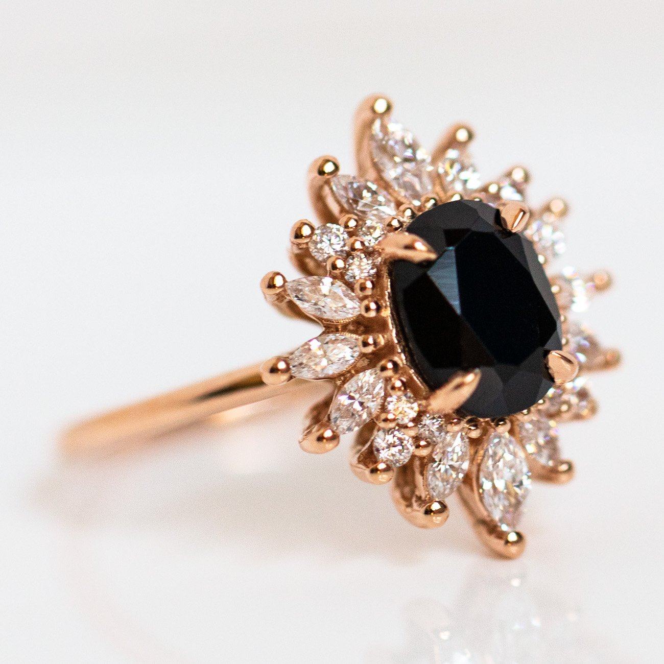 Black and white stone onyx ring