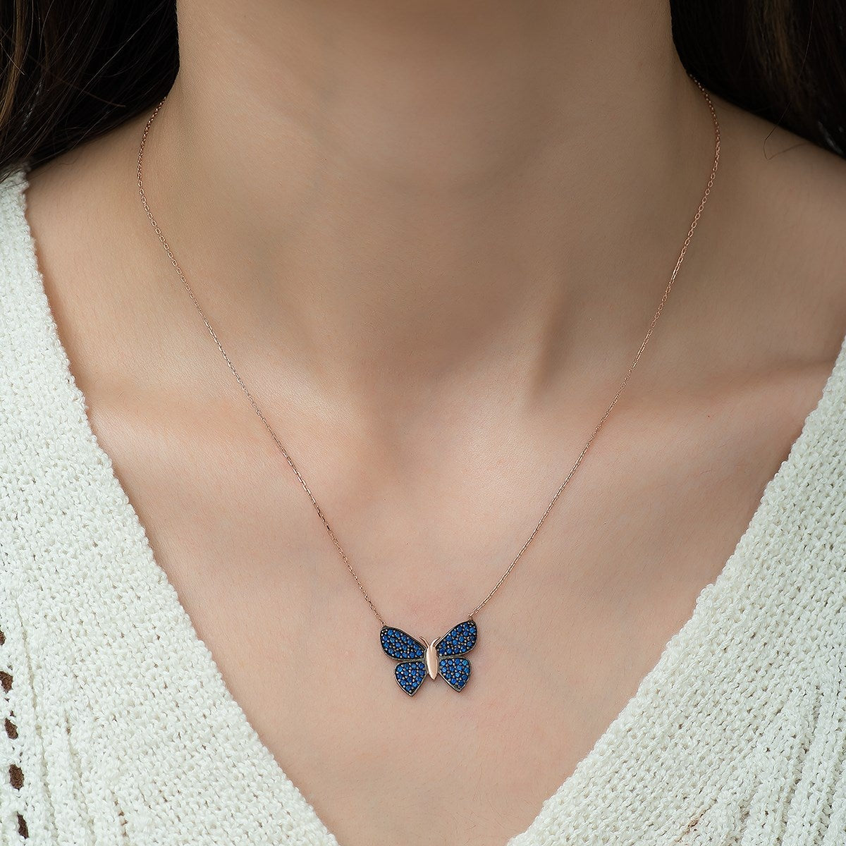 Blue Butterfly Necklace - ARTSY SILVER