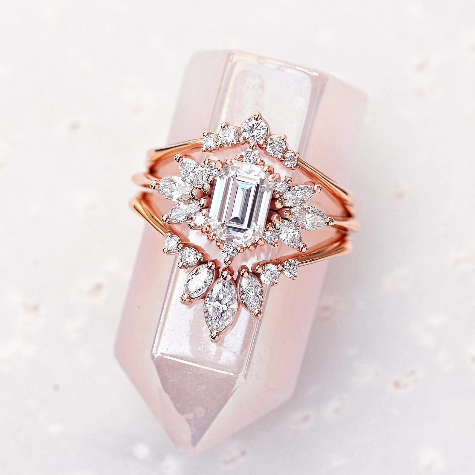 Emerald Cut 3 set ring