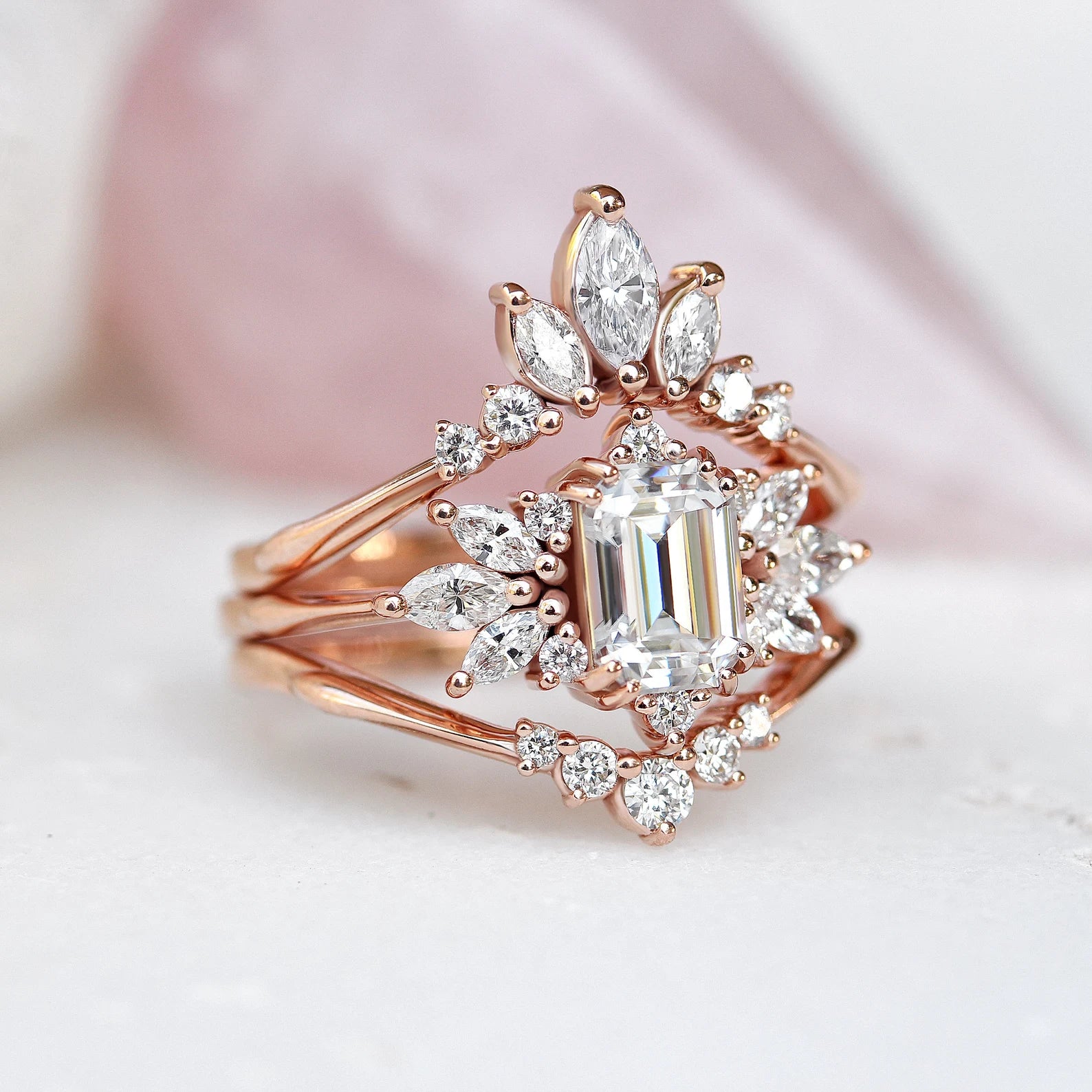 Emerald Cut 3 set ring