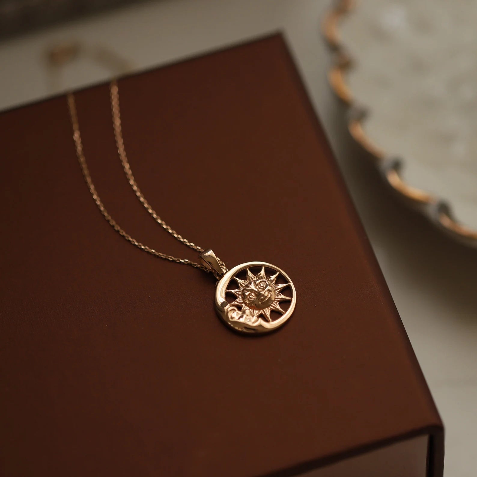 Moon Sun In Circle Necklace