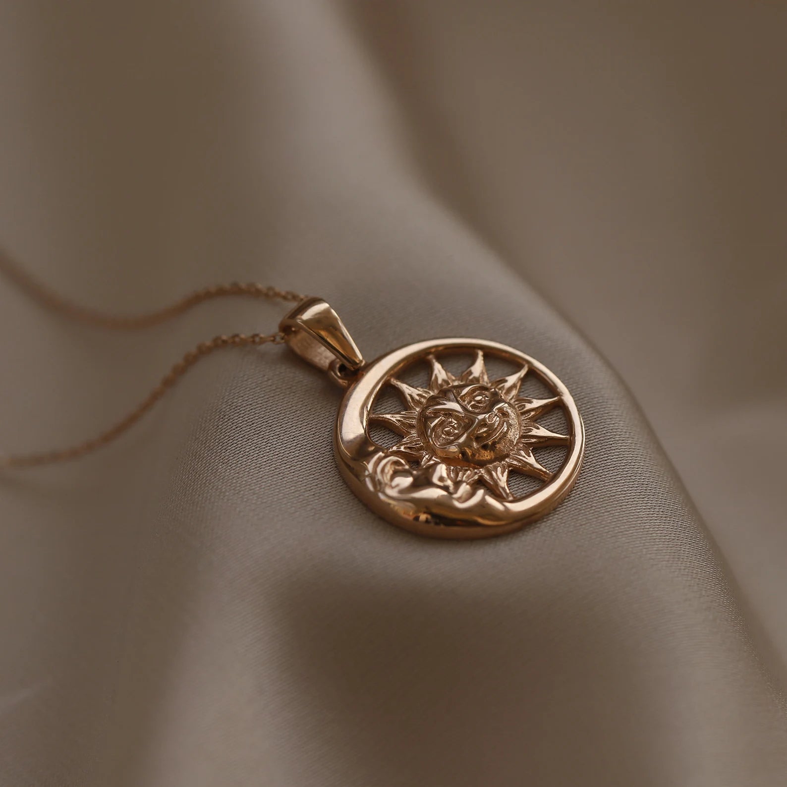 Moon Sun In Circle Necklace
