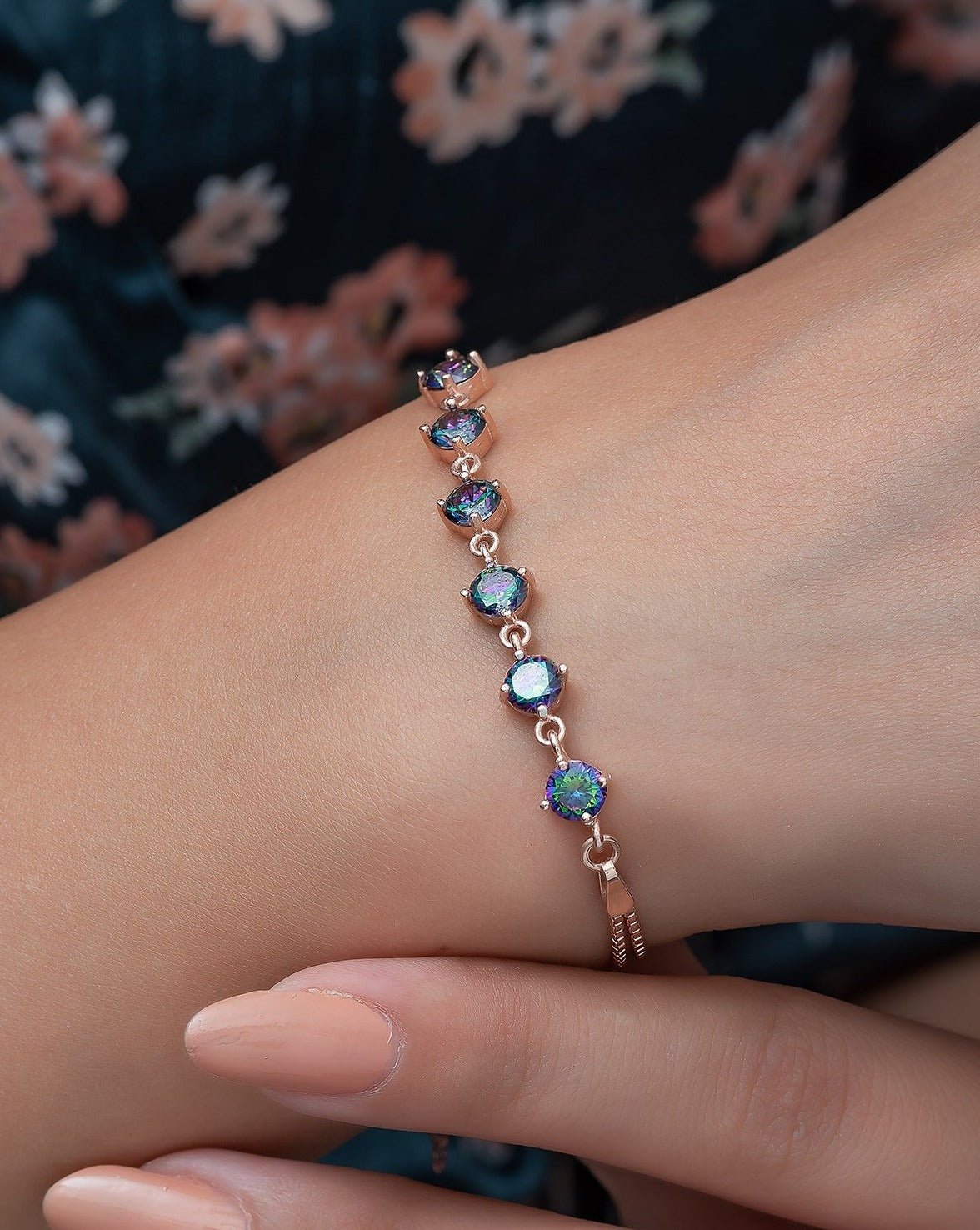 Moonlit Mystic Topaz Stone Bracelet - ARTSY SILVER