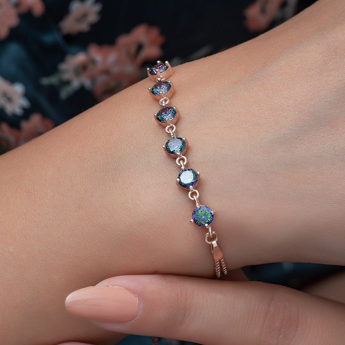 Moonlit Mystic Topaz Stone Bracelet - ARTSY SILVER