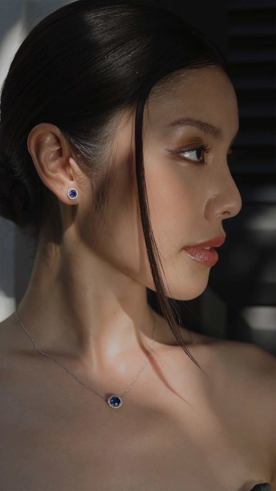 Blue Sapphire Round Earrings
