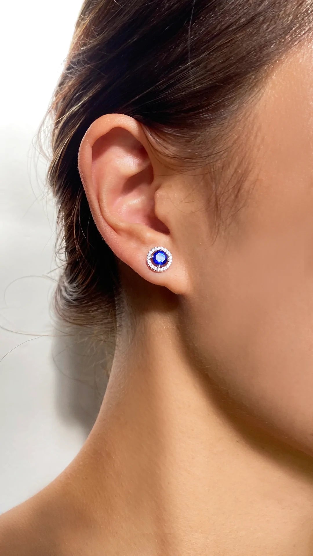 Blue Sapphire Round Earrings