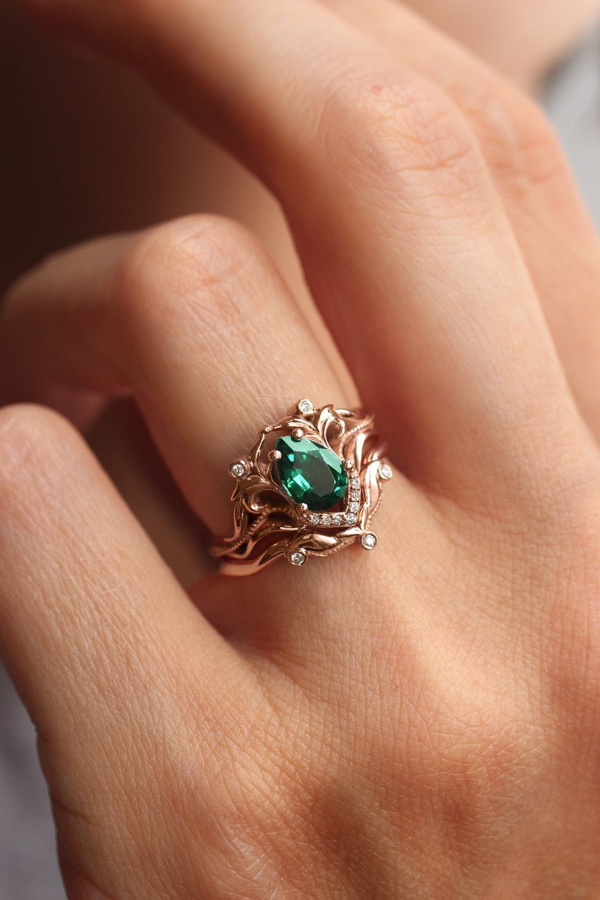 Valyrian Emerald 2 Set Ring - ARTSY SILVER