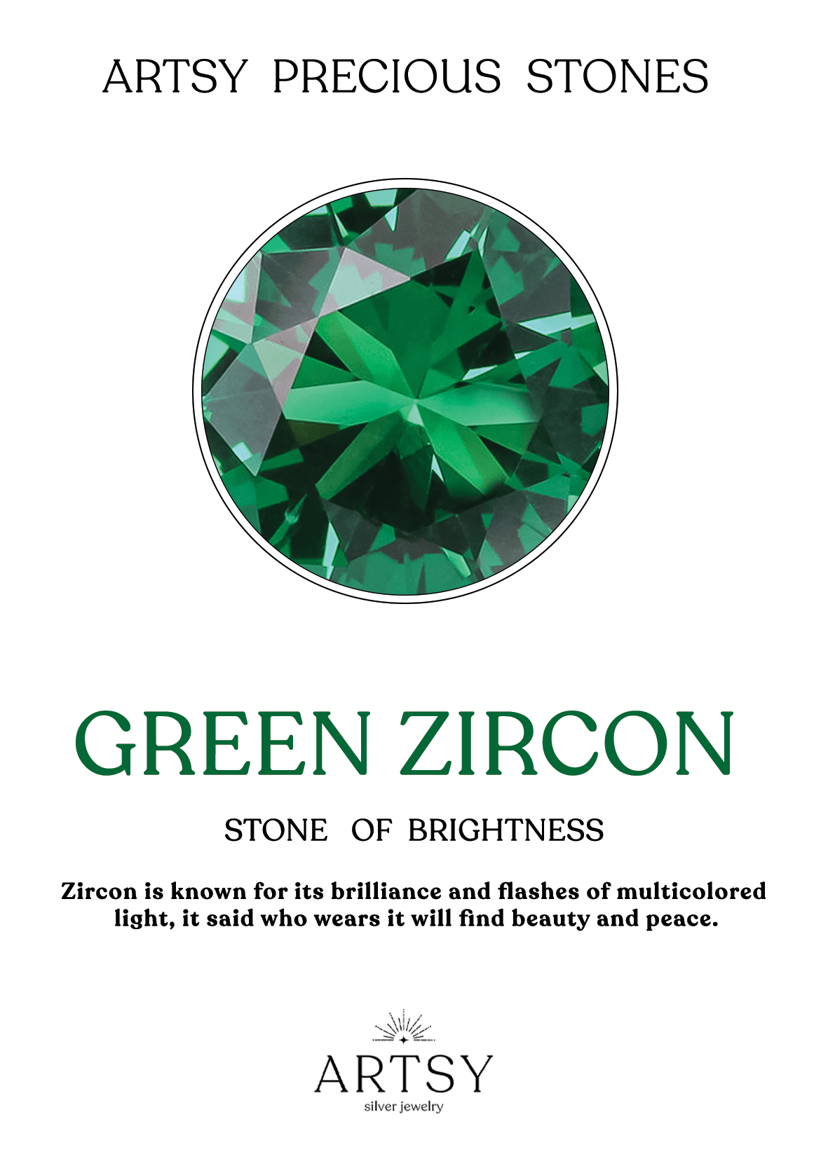 Green drop zircon stone necklace - ARTSY SILVER