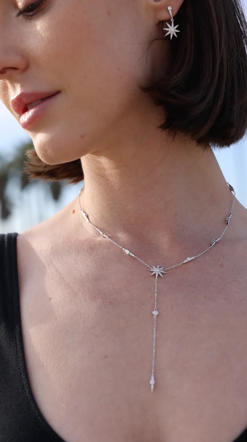 Pole Star Silver Necklace And Earrings Set