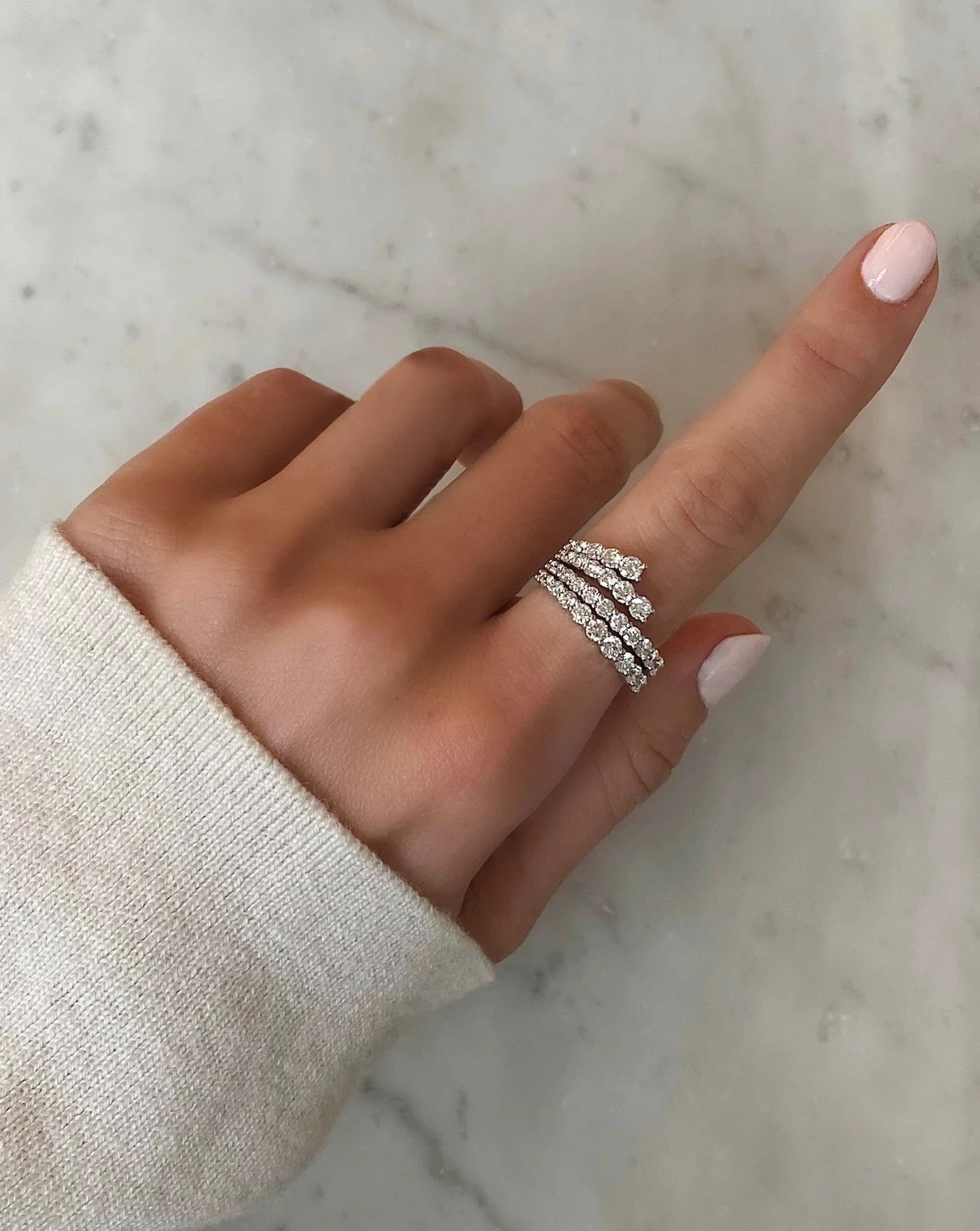 Fanned stone Statement Ring - ARTSY SILVER