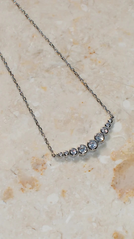 9 Round Stones Necklace Silver