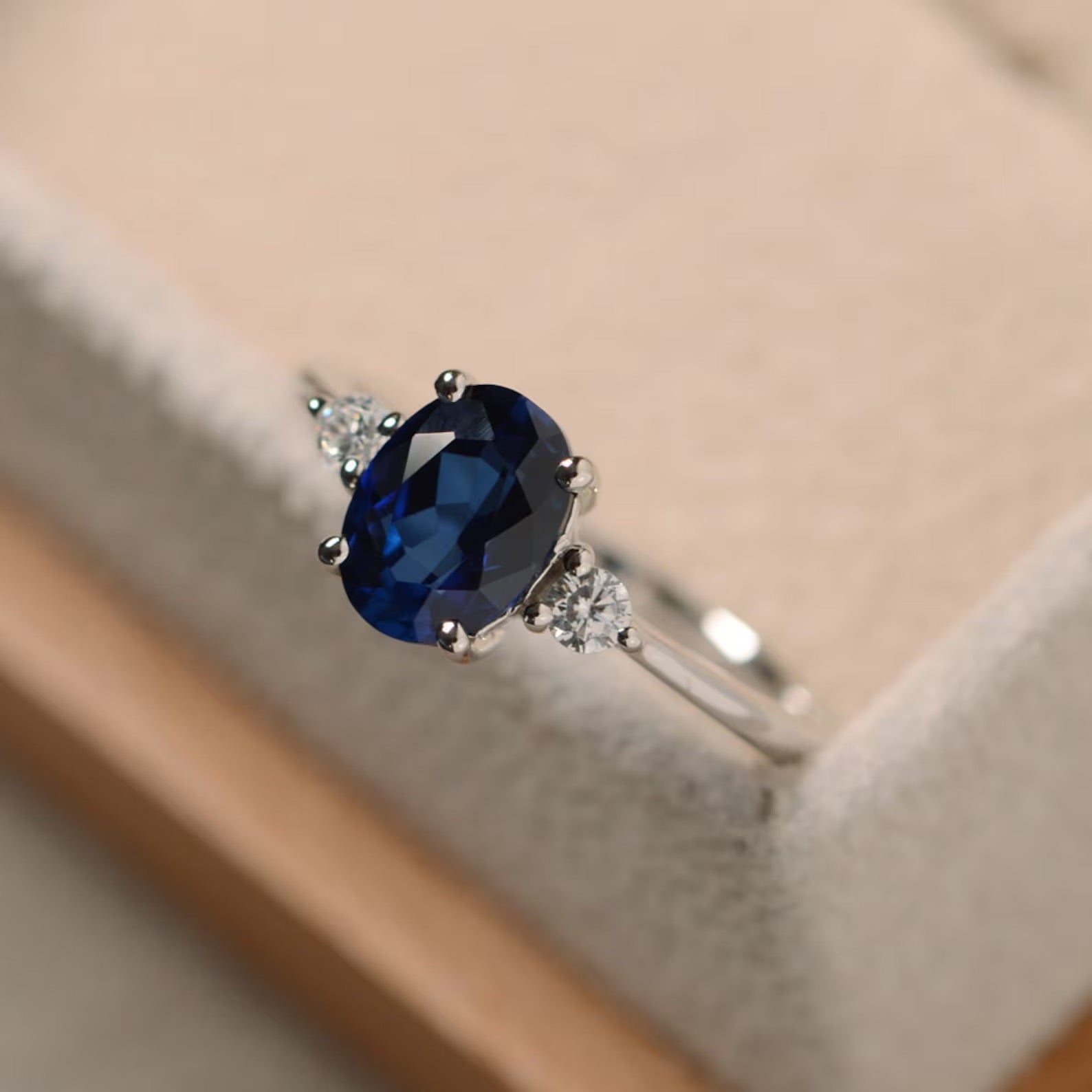 Promise Blue Sapphire Silver Ring