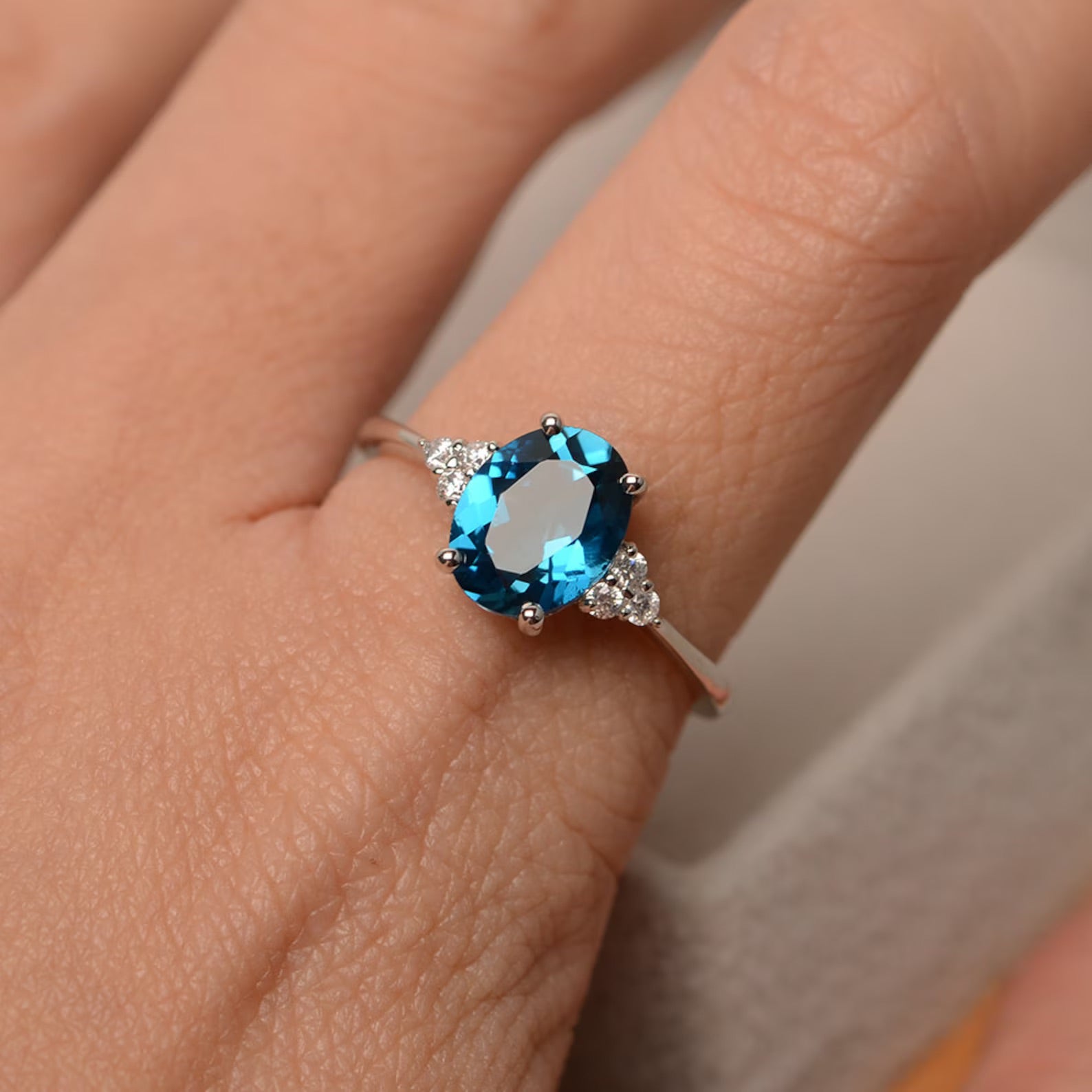 Promise London Blue Topaz Silver Ring