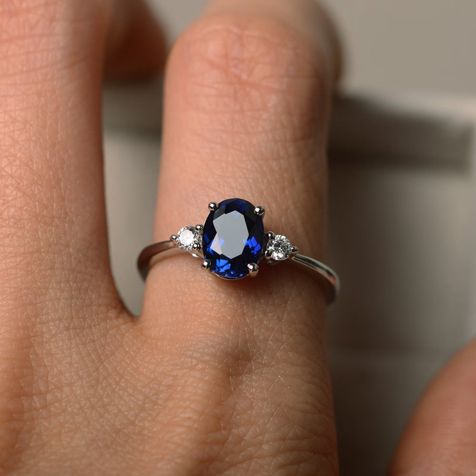 Promise Blue Sapphire Silver Ring