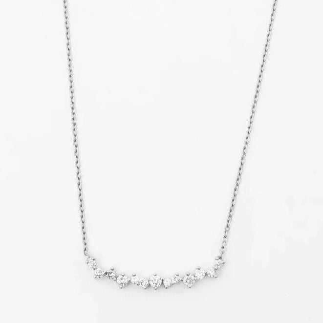 Horizontal Zircon Stones Bar Necklace - ARTSY SILVER