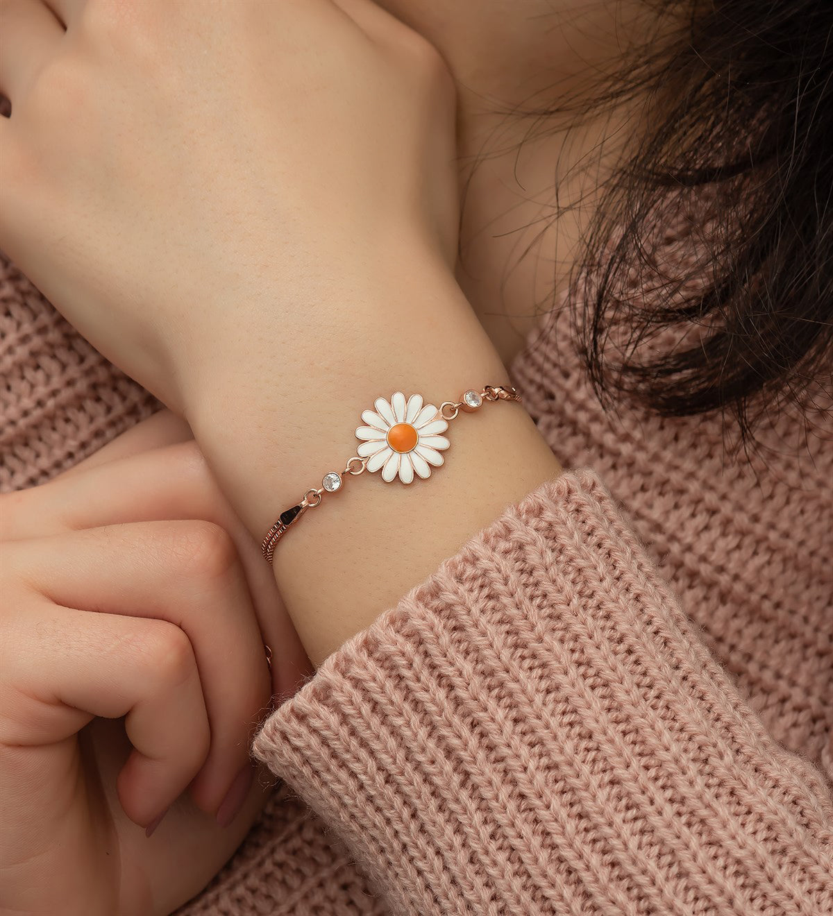 Boho White Daisy Flower Bracelet Chain Bangle Elegant Womens Party Jewelry  Gift | eBay