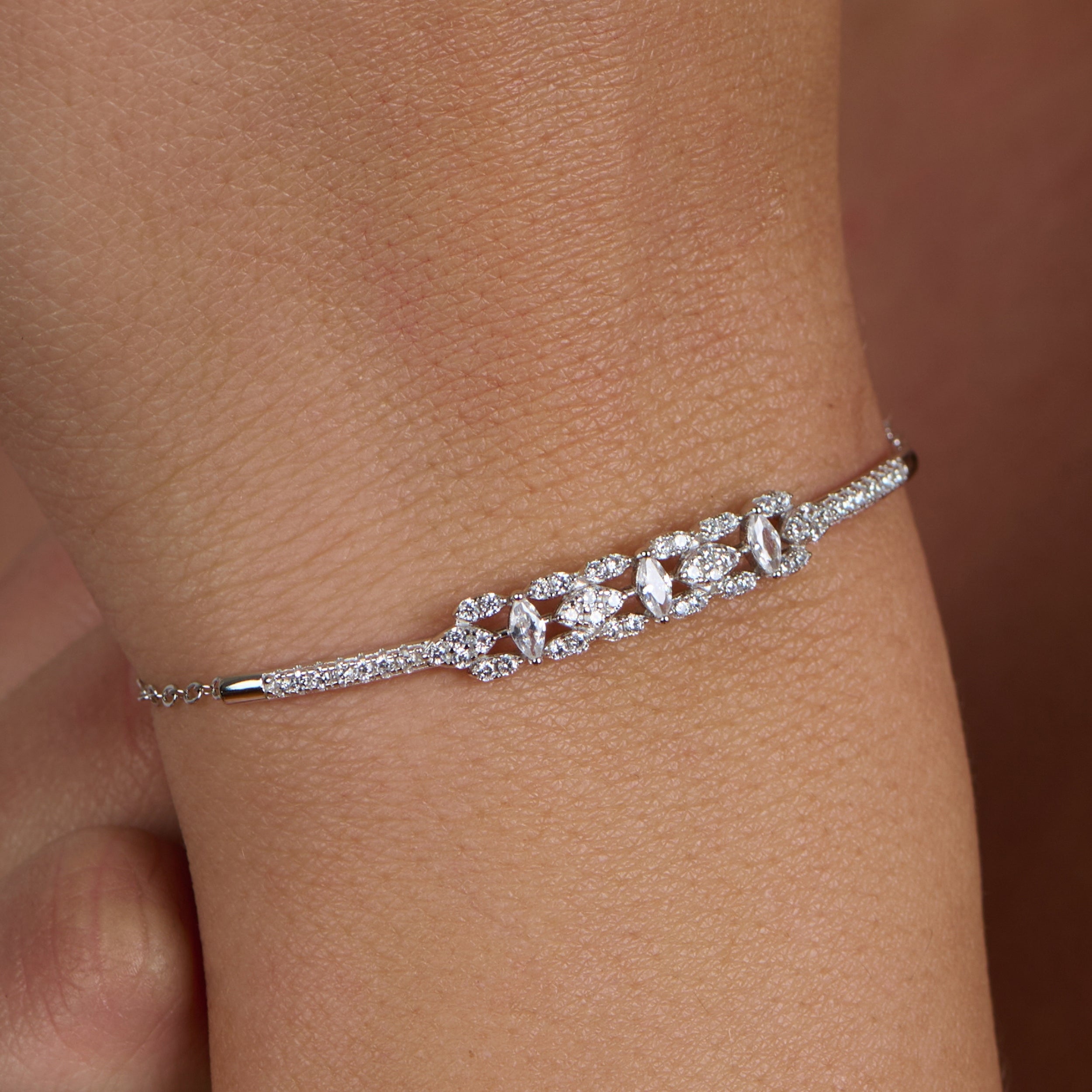 Center Cluster Silver Bracelet